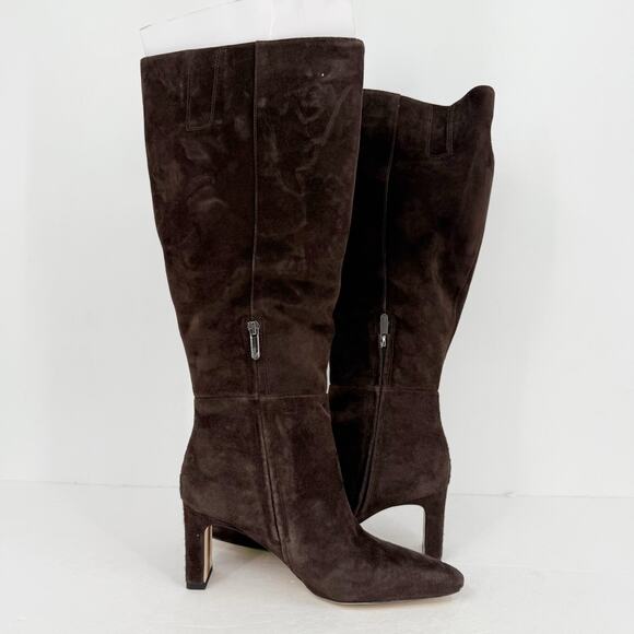 SAM EDELMAN Womens Sylvia Knee High Boots US 7.5 WIDE CALF Brown Suede NIB - Picture 4 of 13